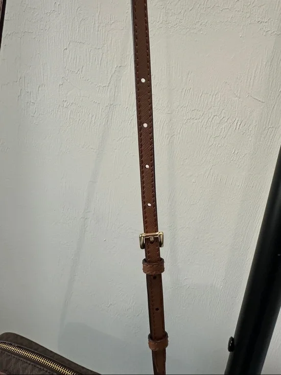 Michael Kors Brown and Gold Logo Crossbody Camera Bag - Picture 4 of 5